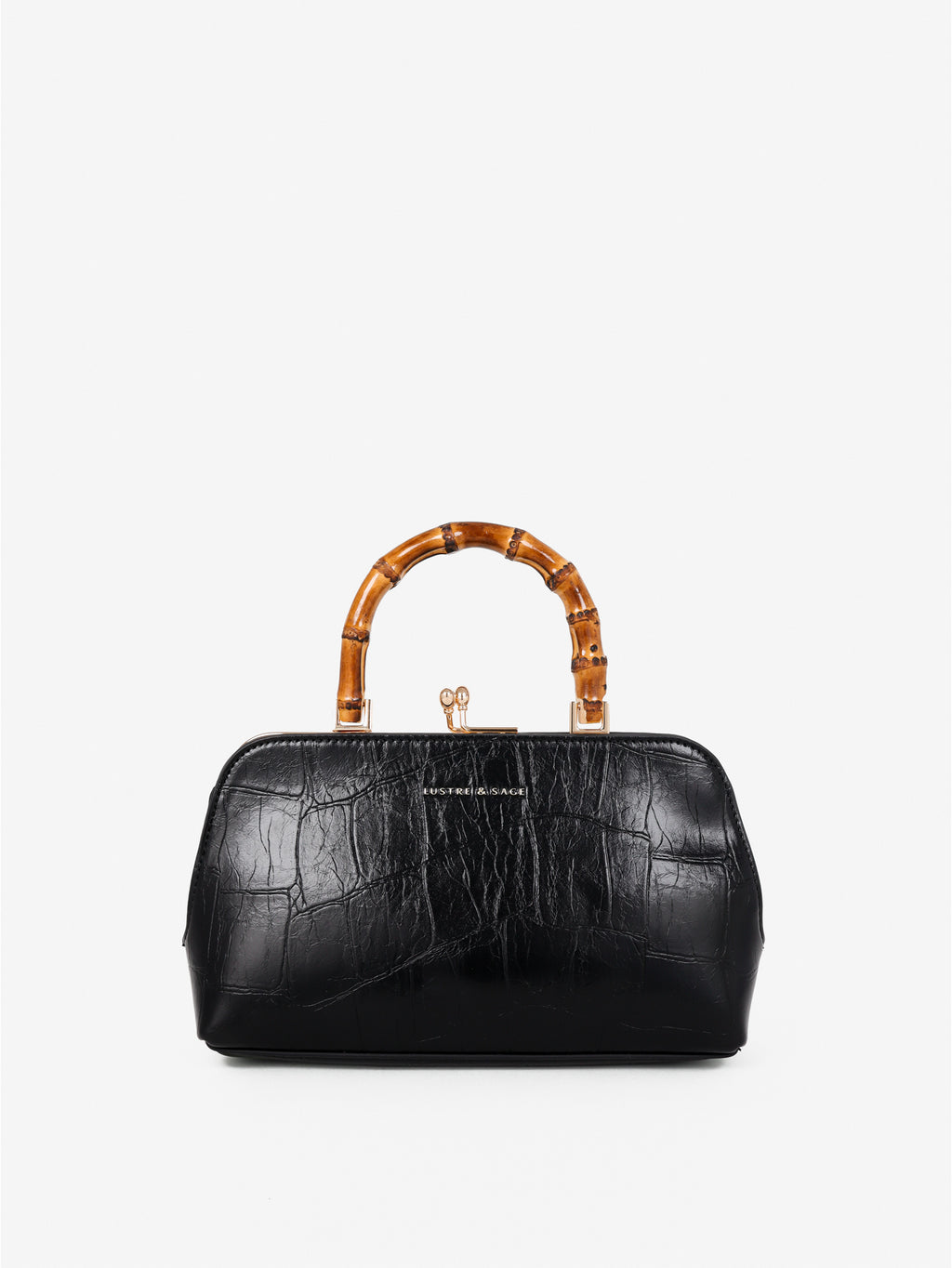 Palmier Bamboo Handle Handbag - Black