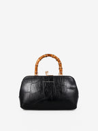Palmier Bamboo Handle Handbag - Black