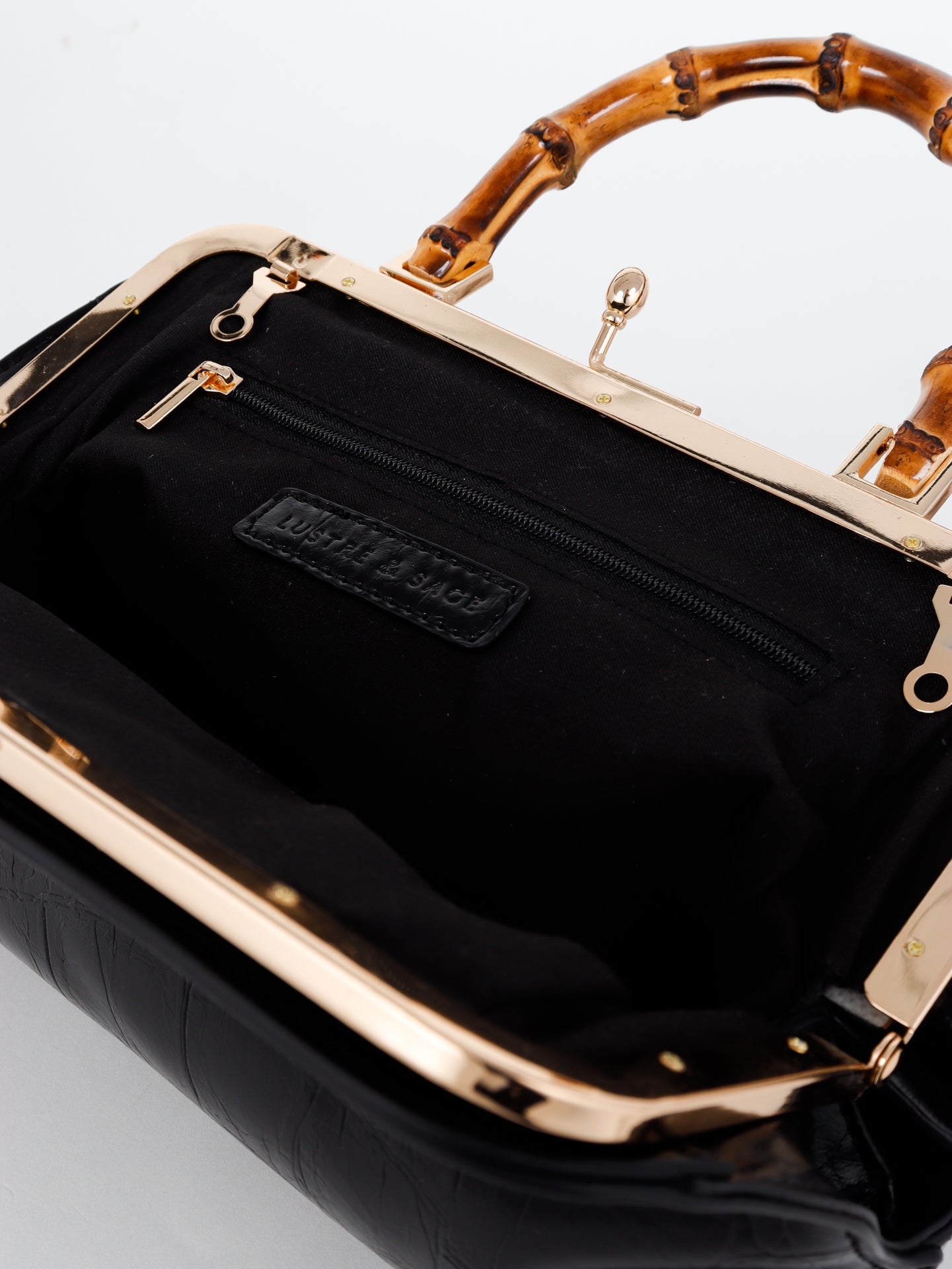 Palmier Bamboo Handle Handbag - Black