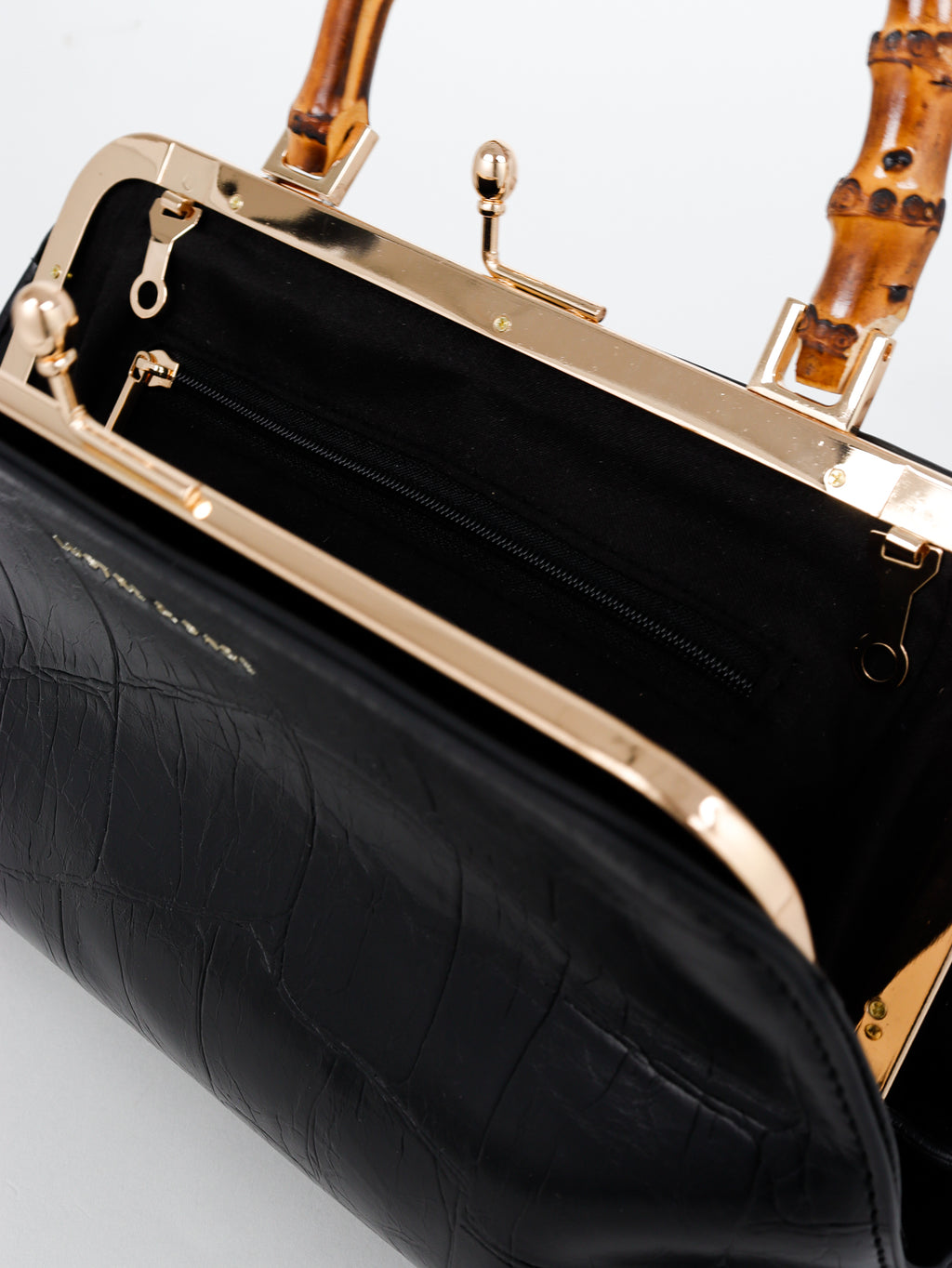 Palmier Bamboo Handle Handbag - Black