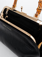 Palmier Bamboo Handle Handbag - Black