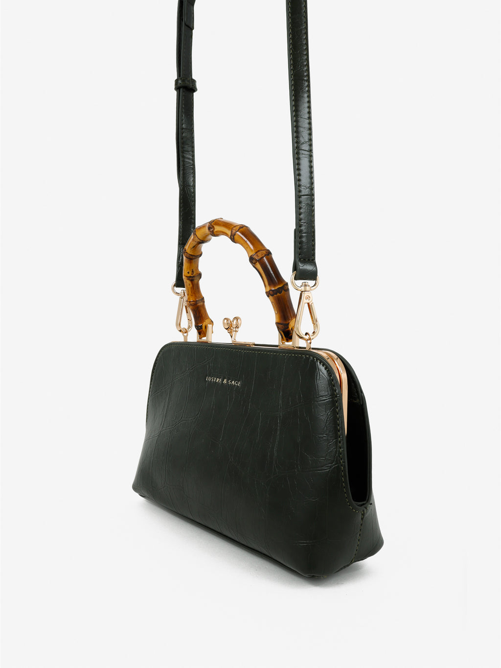 Palmier Bamboo Handle Handbag - Green