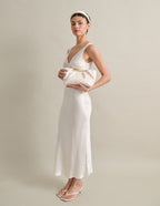 Aura Gathered Clutch Bag - Cream