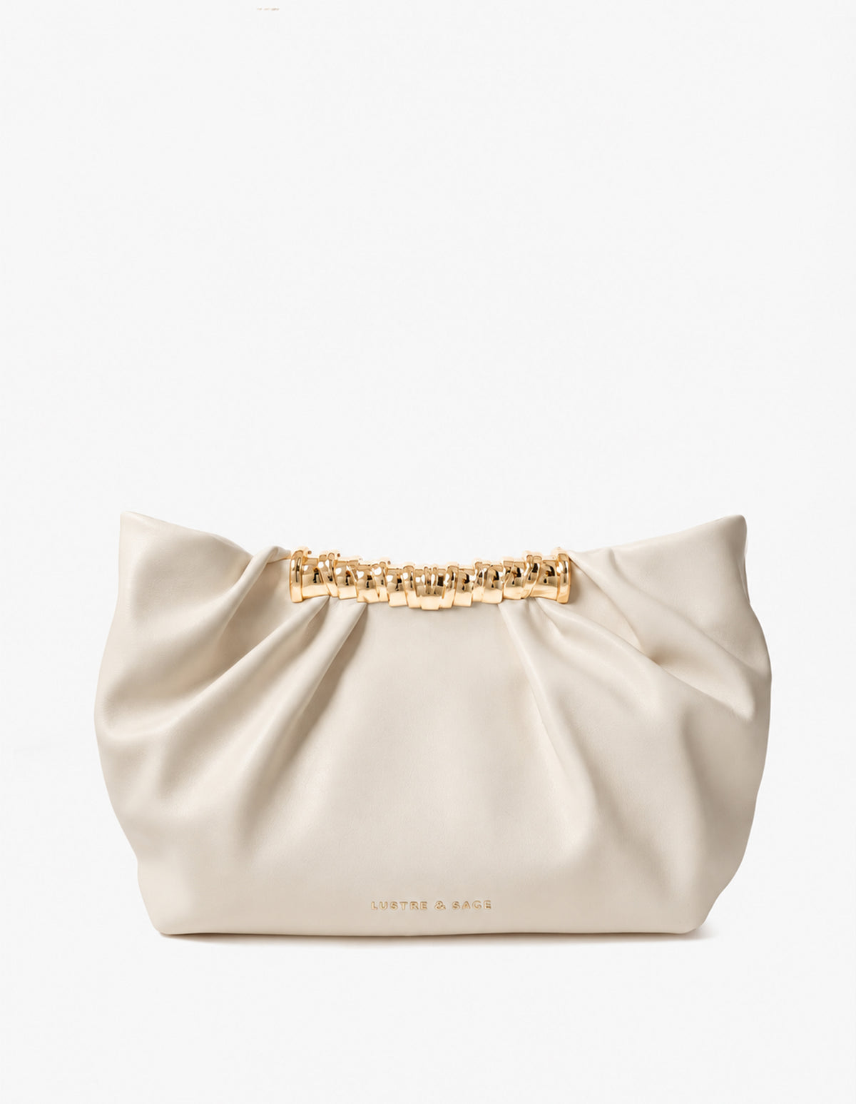 Aura Gathered Clutch Bag - Cream