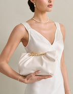 Aura Gathered Clutch Bag - Cream