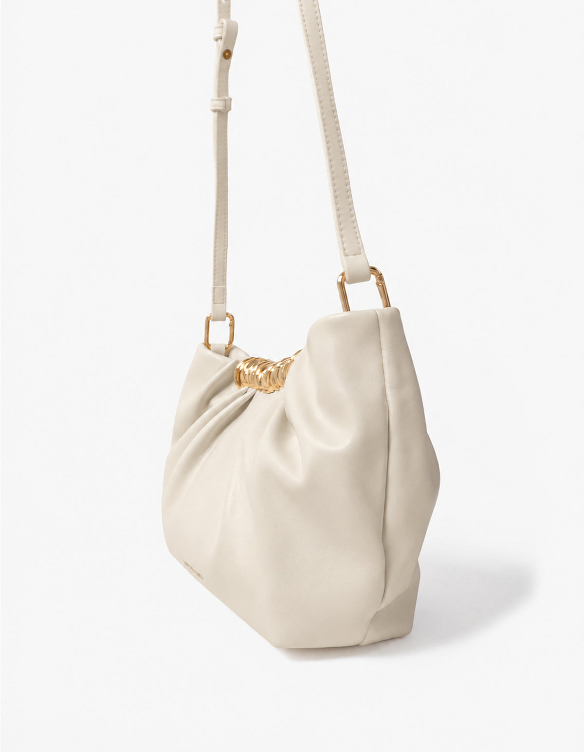 Aura Gathered Clutch Bag - Cream