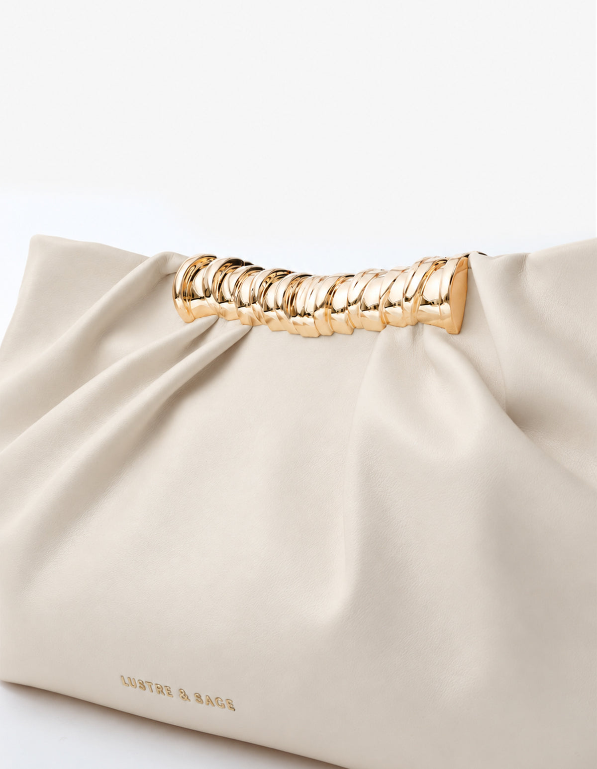 Aura Gathered Clutch Bag - Cream