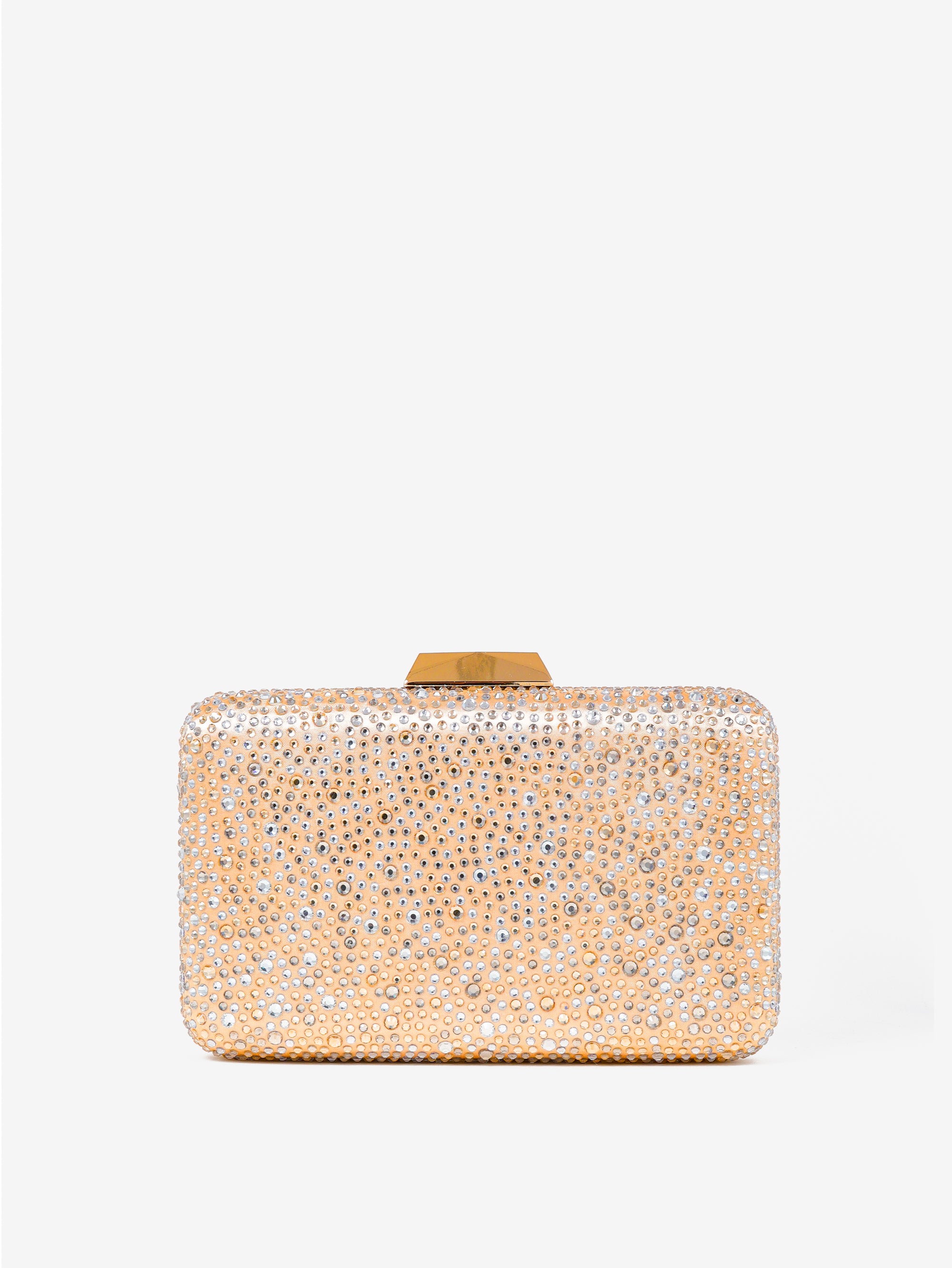 Enna Crystal Satin Clutch - Champagne