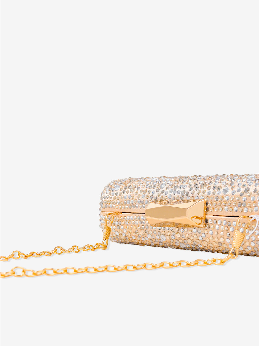 Enna Crystal Satin Clutch - Champagne