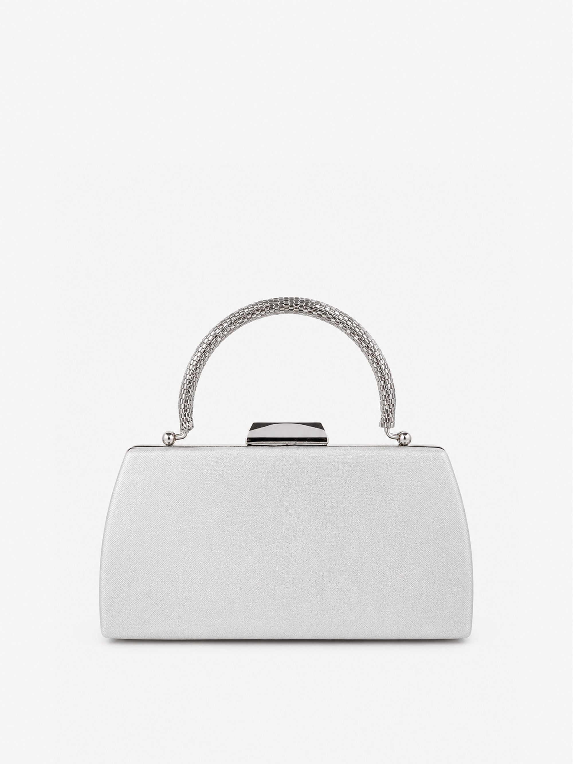 Nuvia Duo Top Handle Clutch Bag - Silver