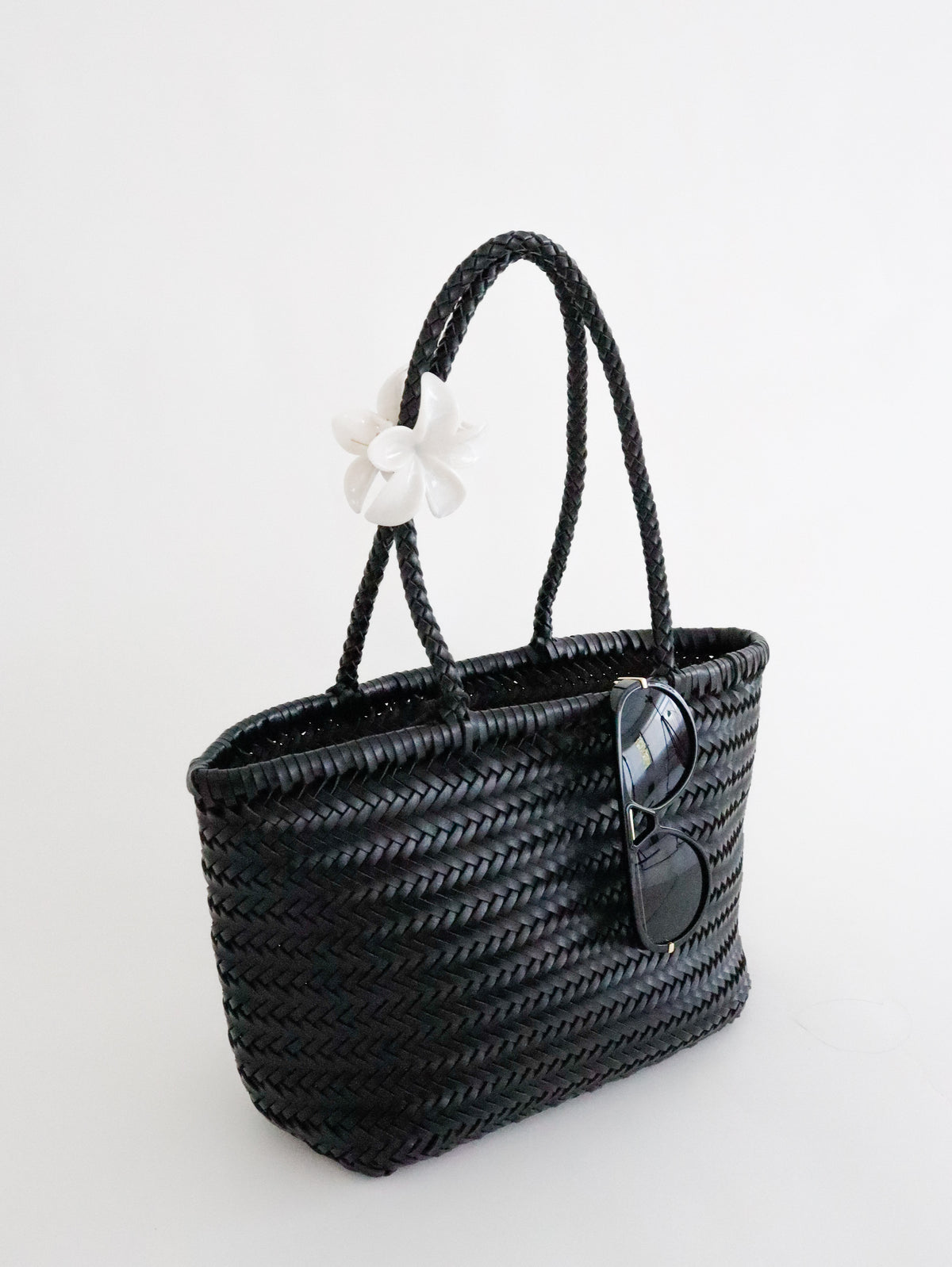 Alba Woven Wide Tote Bag - Black