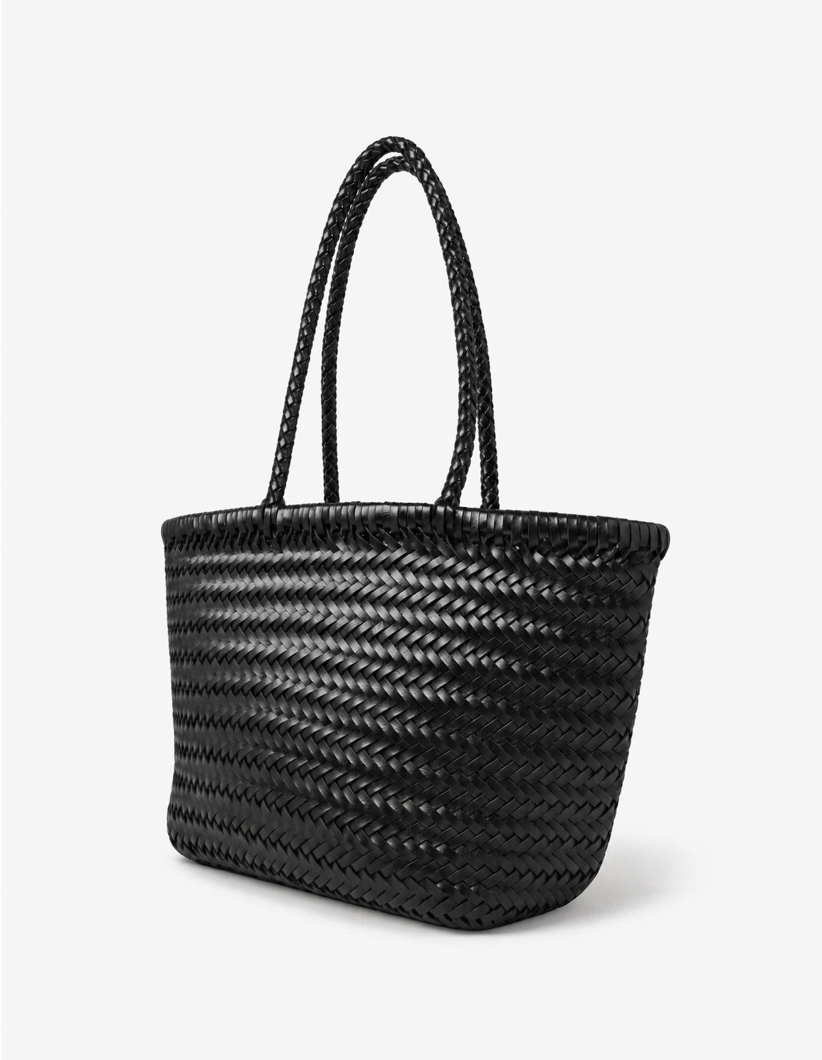 Alba Woven Wide Tote Bag - Black