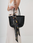 Alba Woven Wide Tote Bag - Black