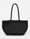 Alba Woven Wide Tote Bag - Black