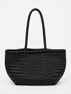 Alba Woven Wide Tote Bag - Black