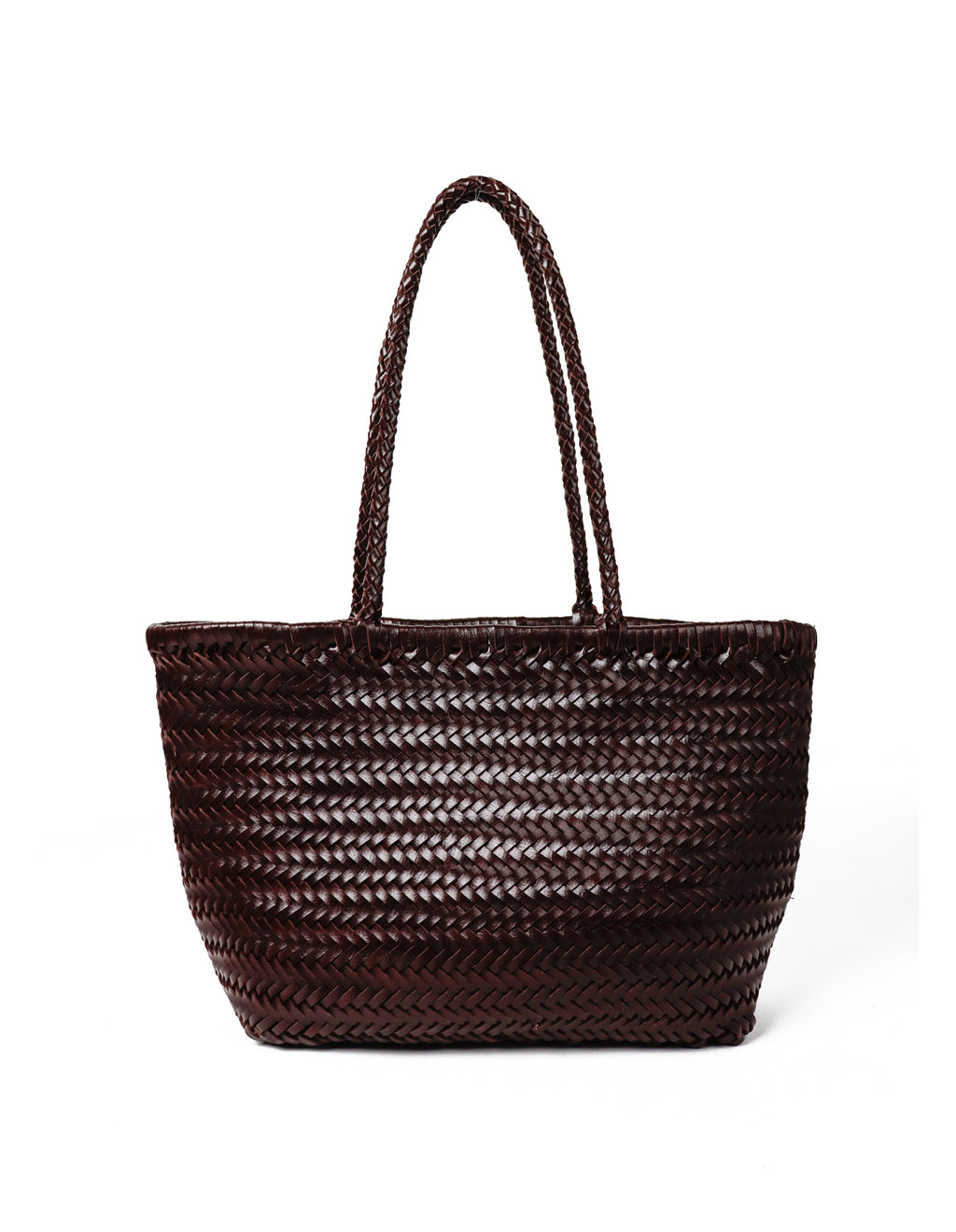 Alba Woven Wide Tote Bag - Brown