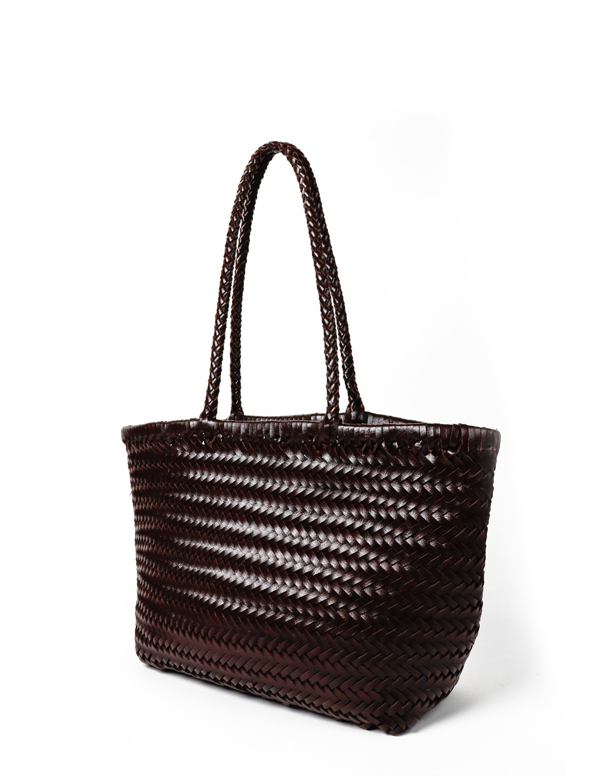 Alba Woven Wide Tote Bag - Brown