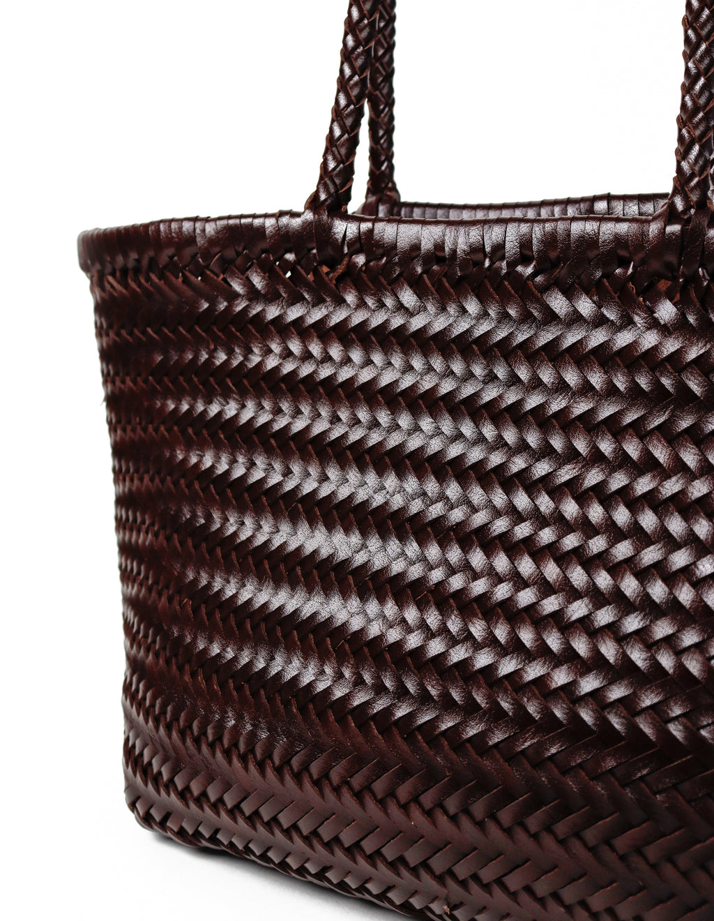 Alba Woven Wide Tote Bag - Brown