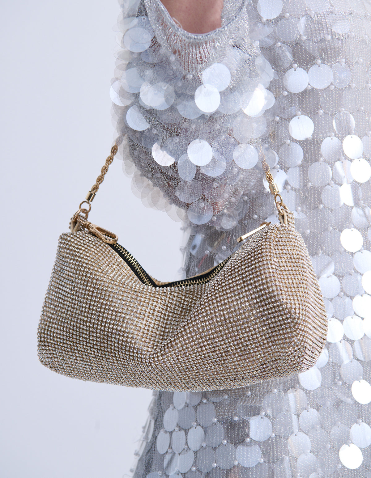 Veneto Crystal Wristlet Bag - Gold