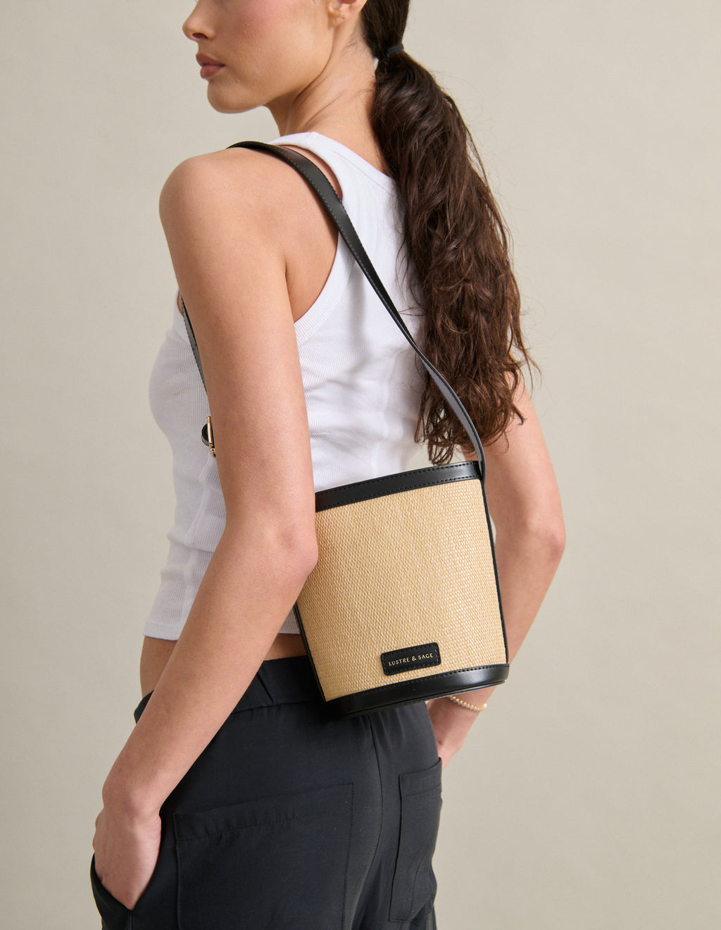 Maeva Mini Bucket Bag - Beige