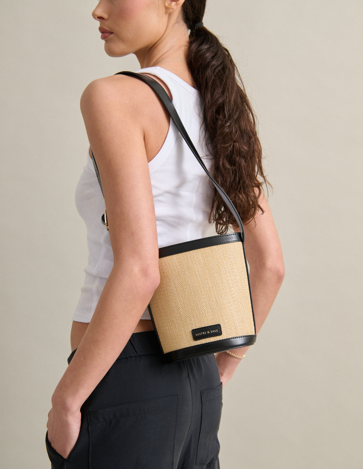 Maeva Mini Bucket Bag - Beige