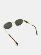 Round Gold Metal Oval Sunglasses - Black