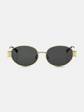 Round Gold Metal Oval Sunglasses - Black