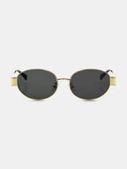Round Gold Metal Oval Sunglasses - Black