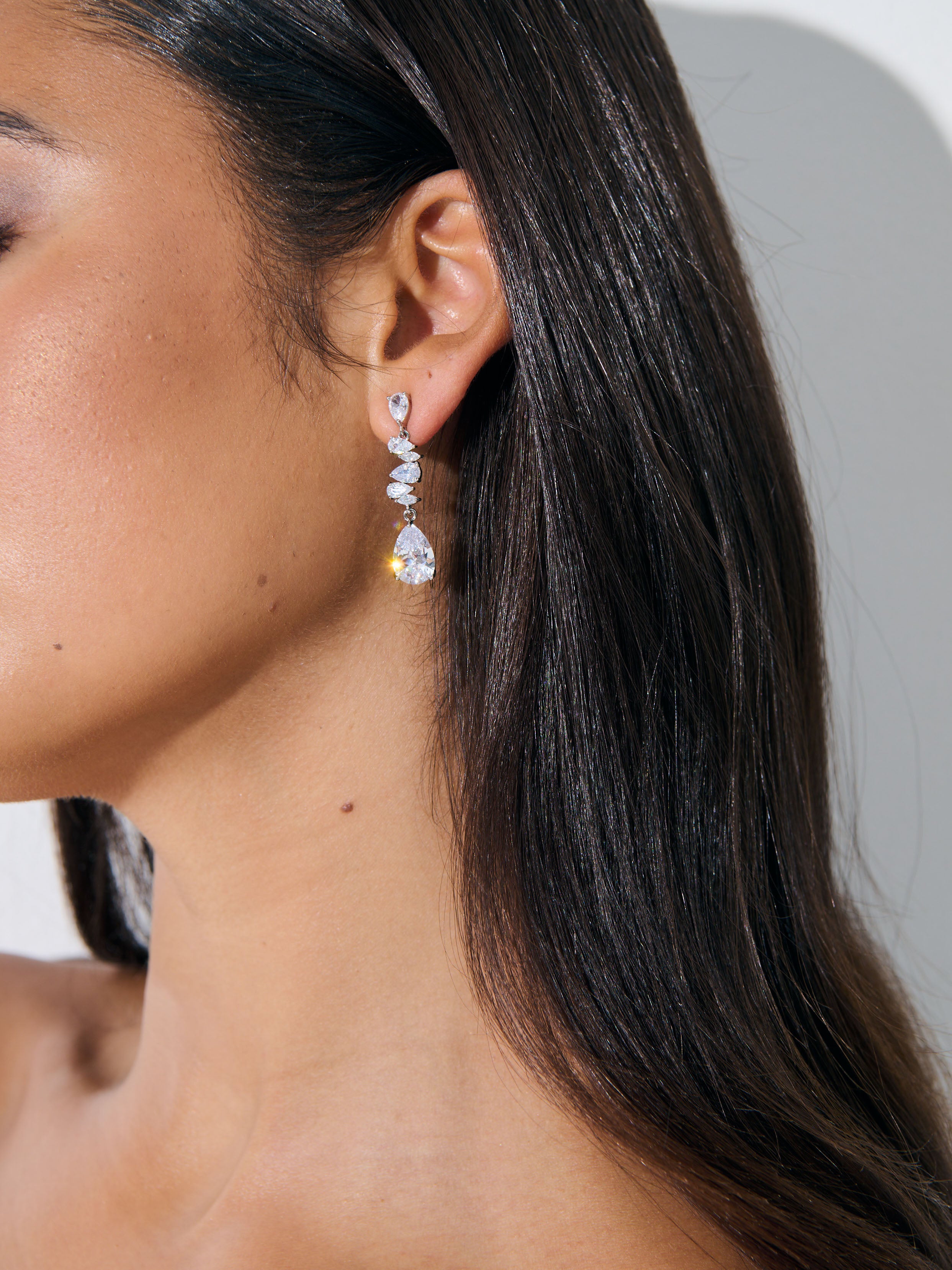 Elena Crystal White Gold Plated Earrings