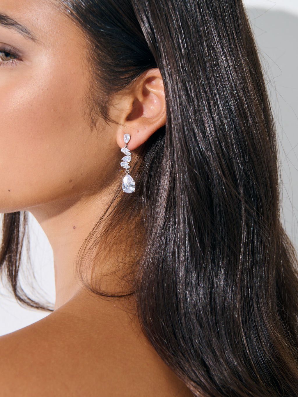 Elena Crystal White Gold Plated Earrings