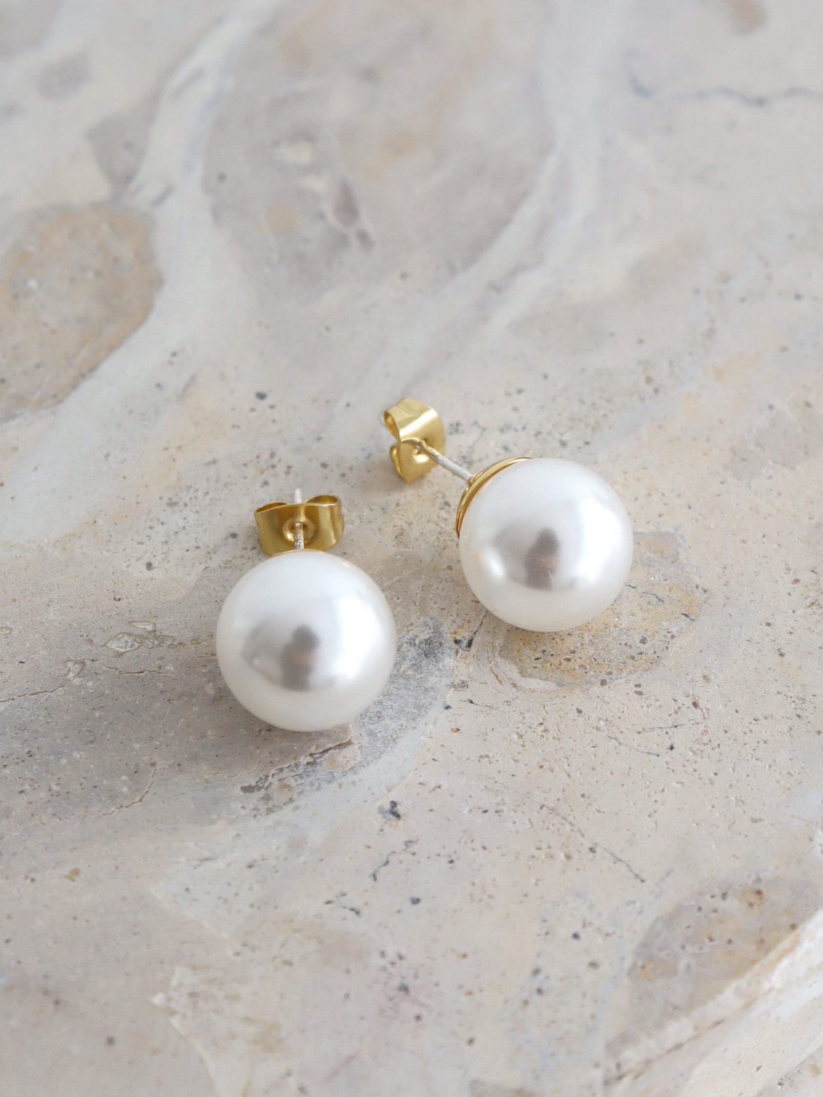 Marisol Glass Pearl Earrings in 18K Gold Plated