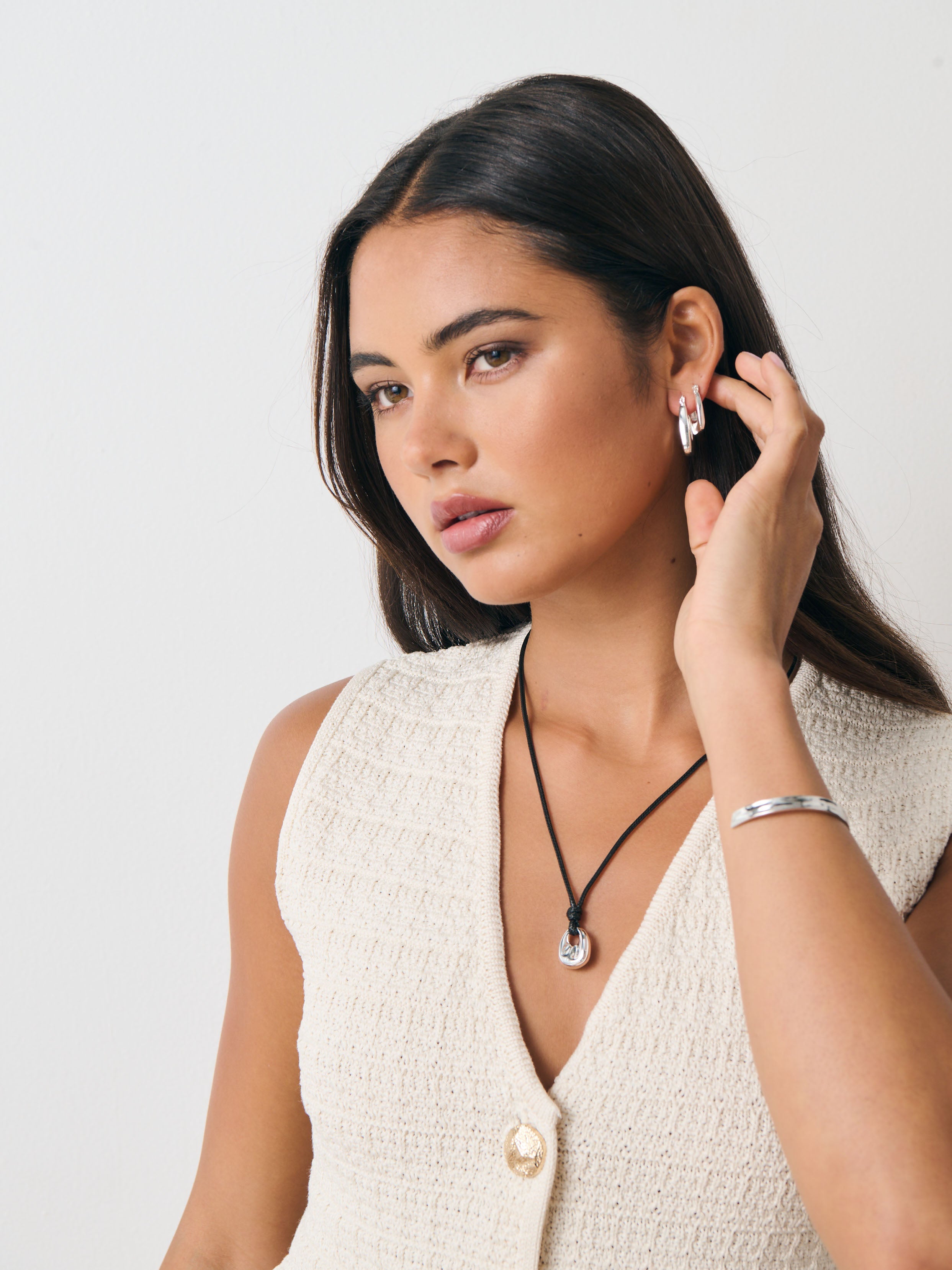 Kaia Rope Charm Necklace - Silver
