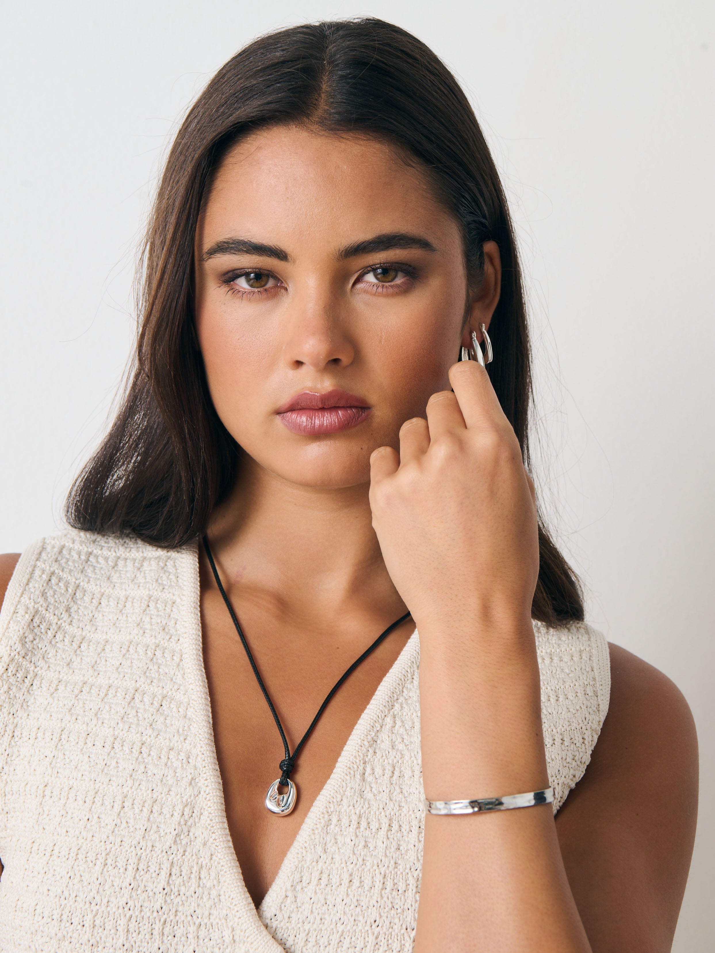 Kaia Rope Charm Necklace - Silver