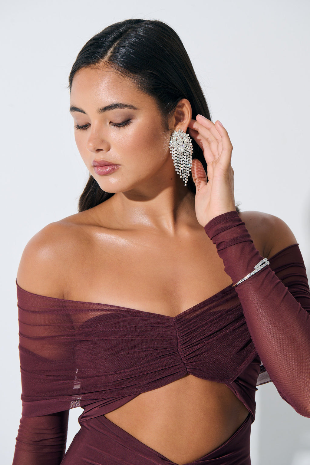 Isabella Statement Diamanté Earrings - Silver