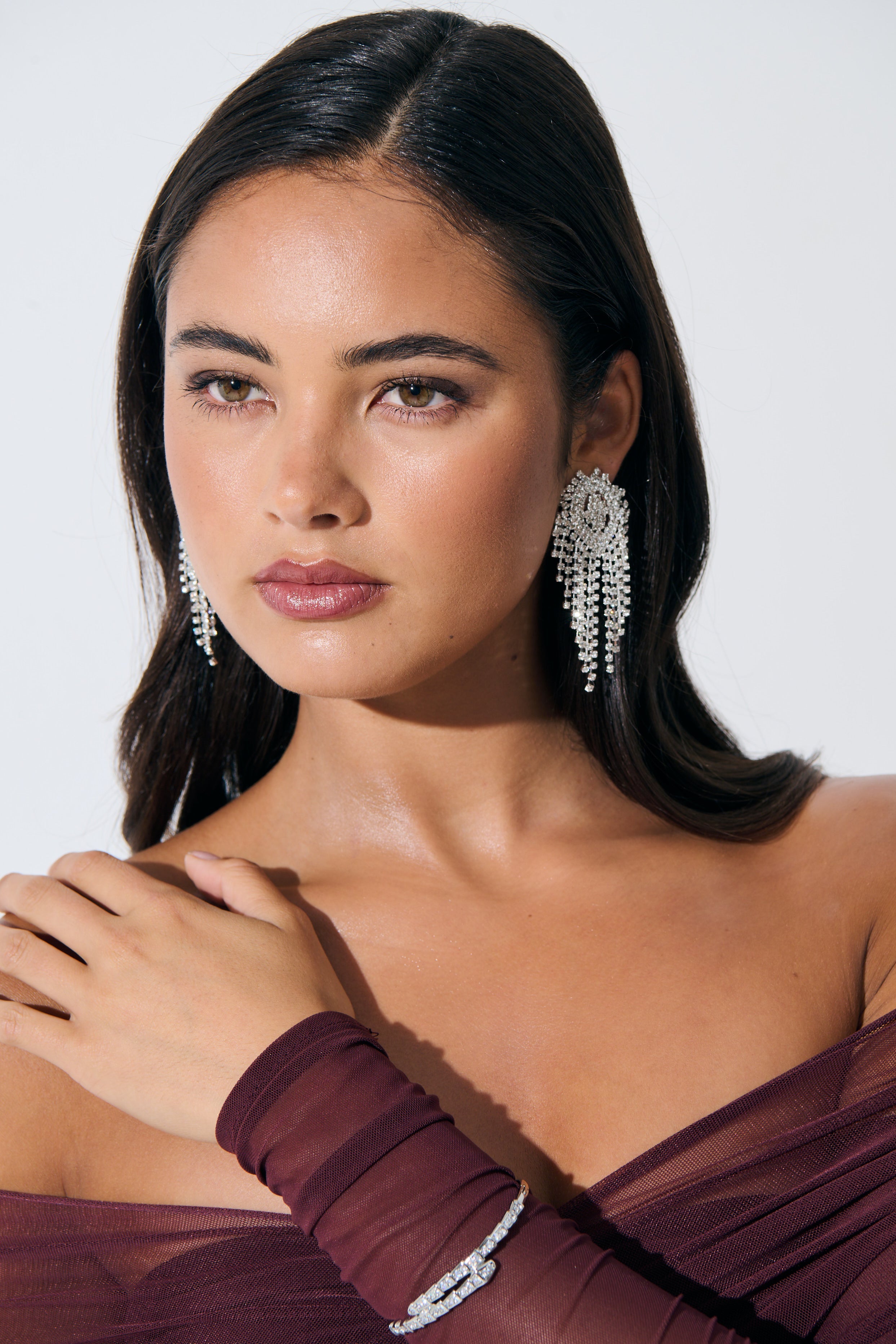 Isabella Statement Diamanté Earrings - Silver