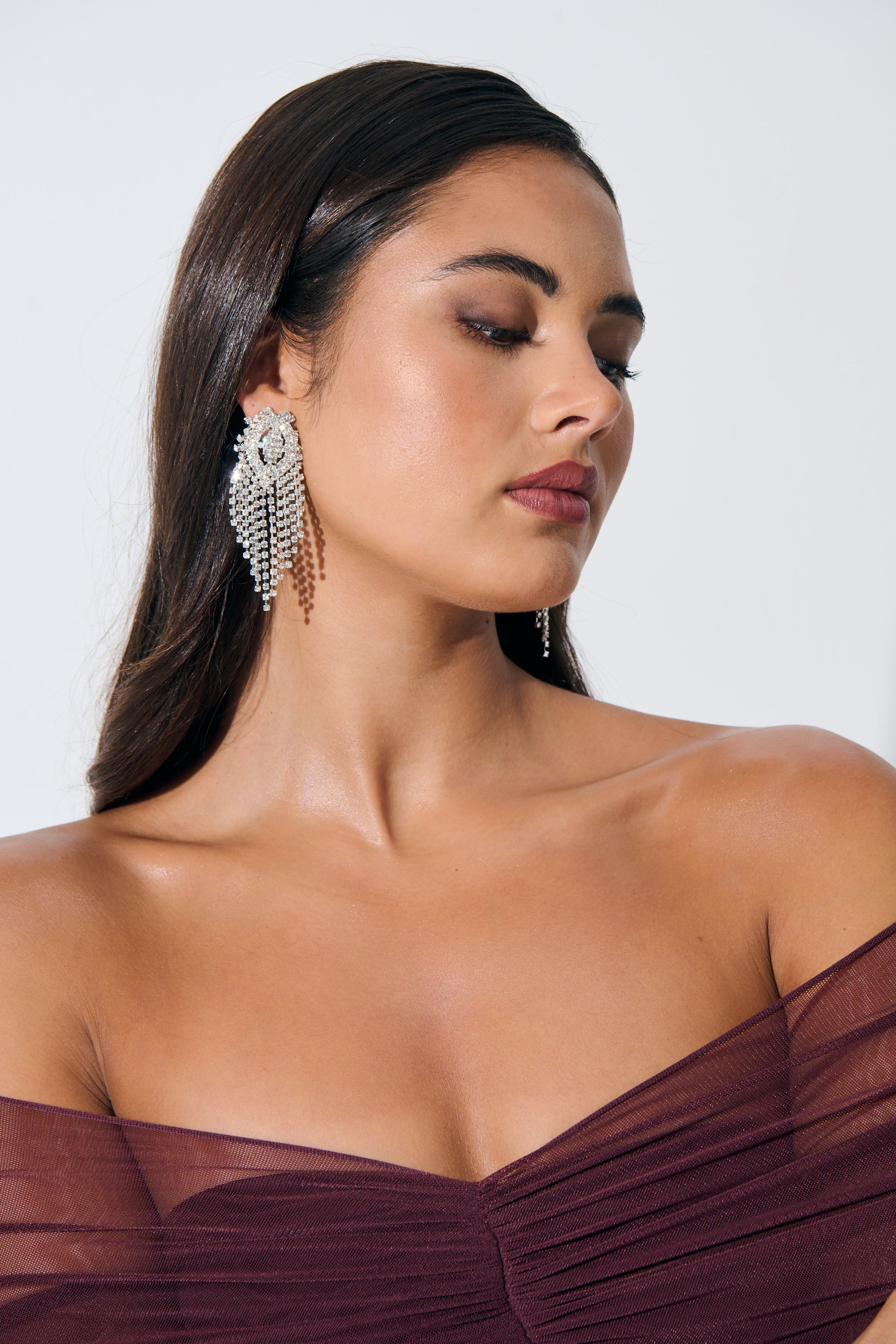 Isabella Statement Diamanté Earrings - Silver