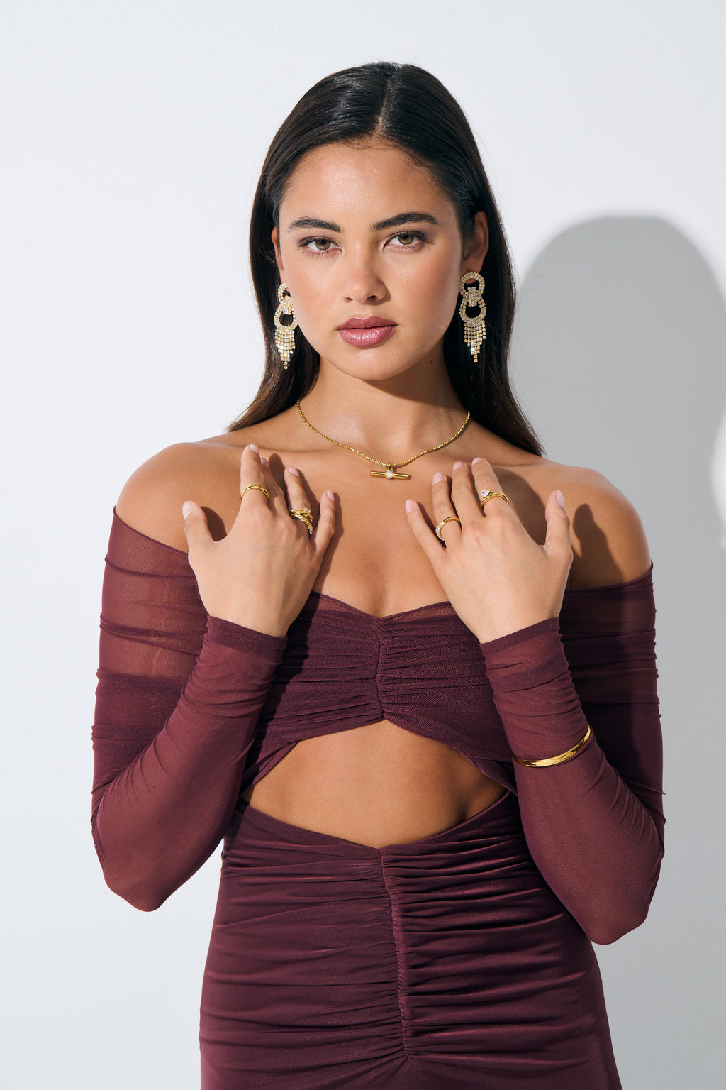 Jemma Statement Diamanté Earrings - 18k Gold Plated