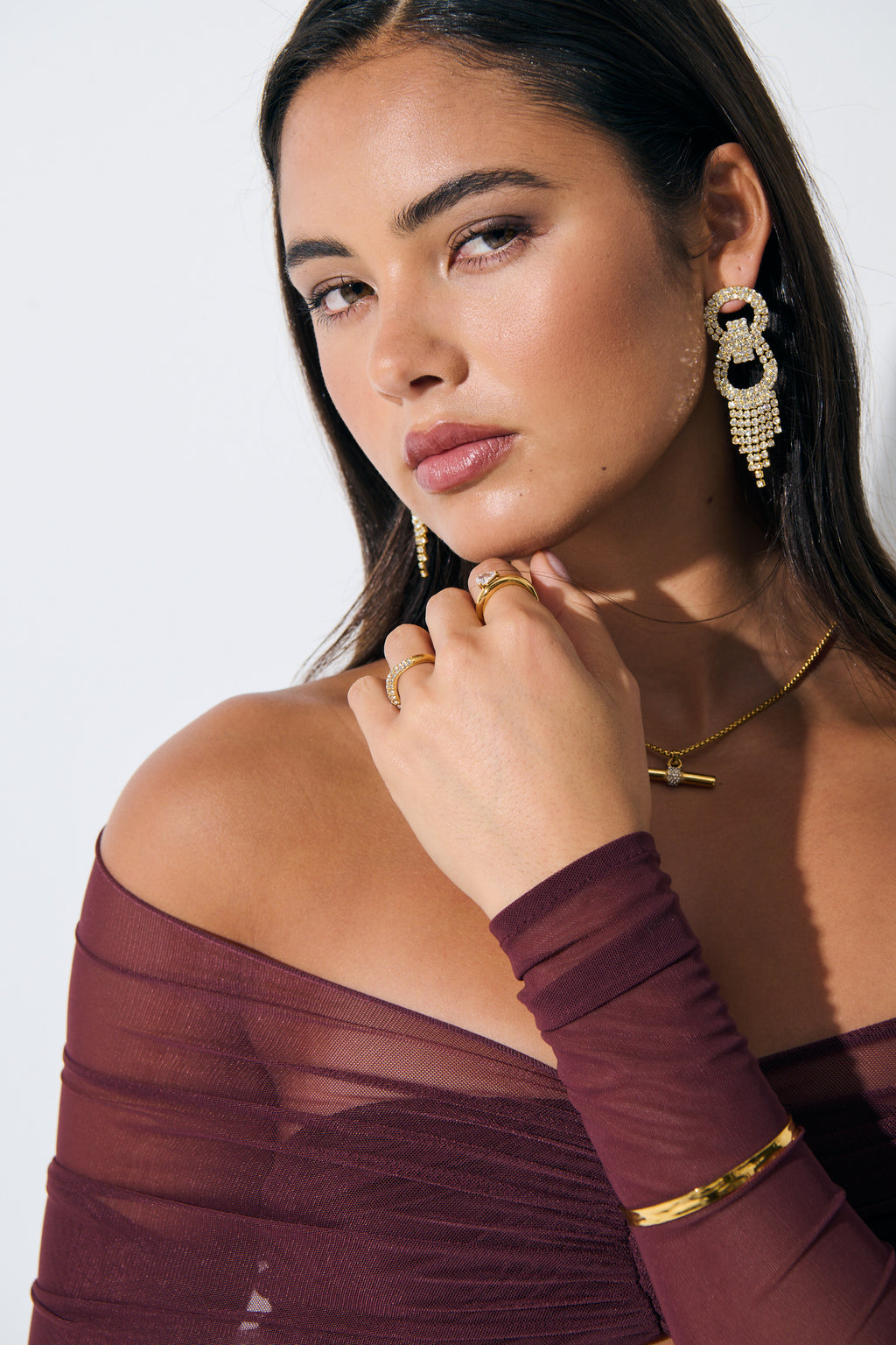 Jemma Statement Diamanté Earrings - 18k Gold Plated