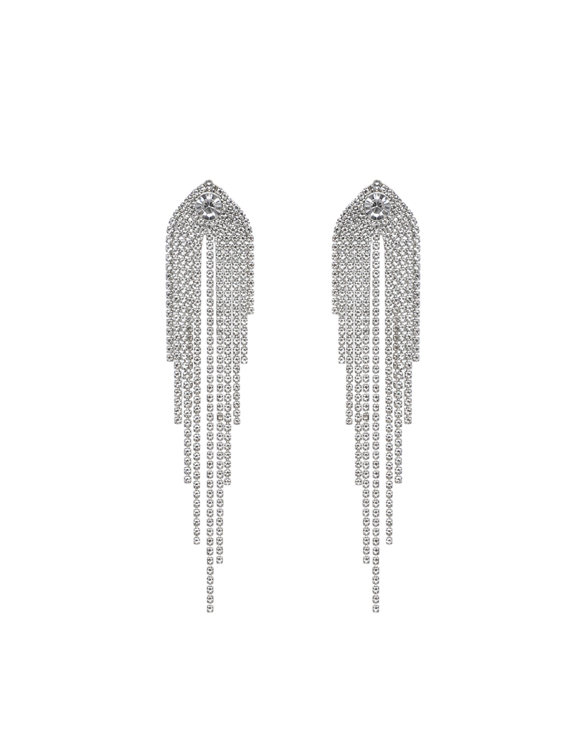 Veil Rhinestone Fringe Earrings