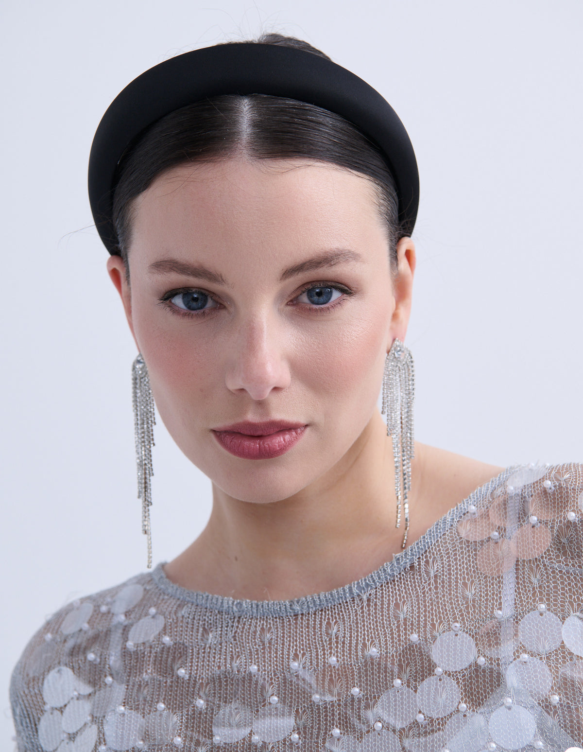 Veil Rhinestone Fringe Earrings