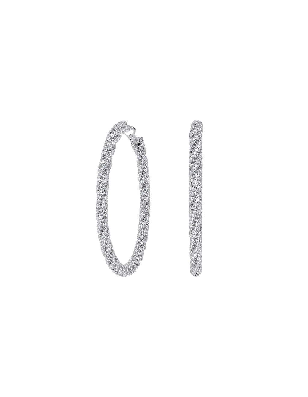 Eternity Twisted Hoop Earrings - Silver