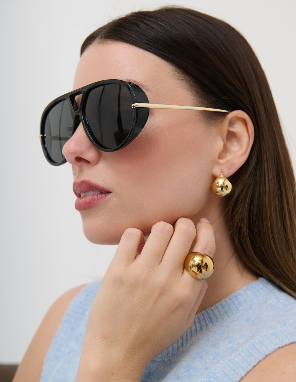 Jacqueline Aviator Sunglasses - Black