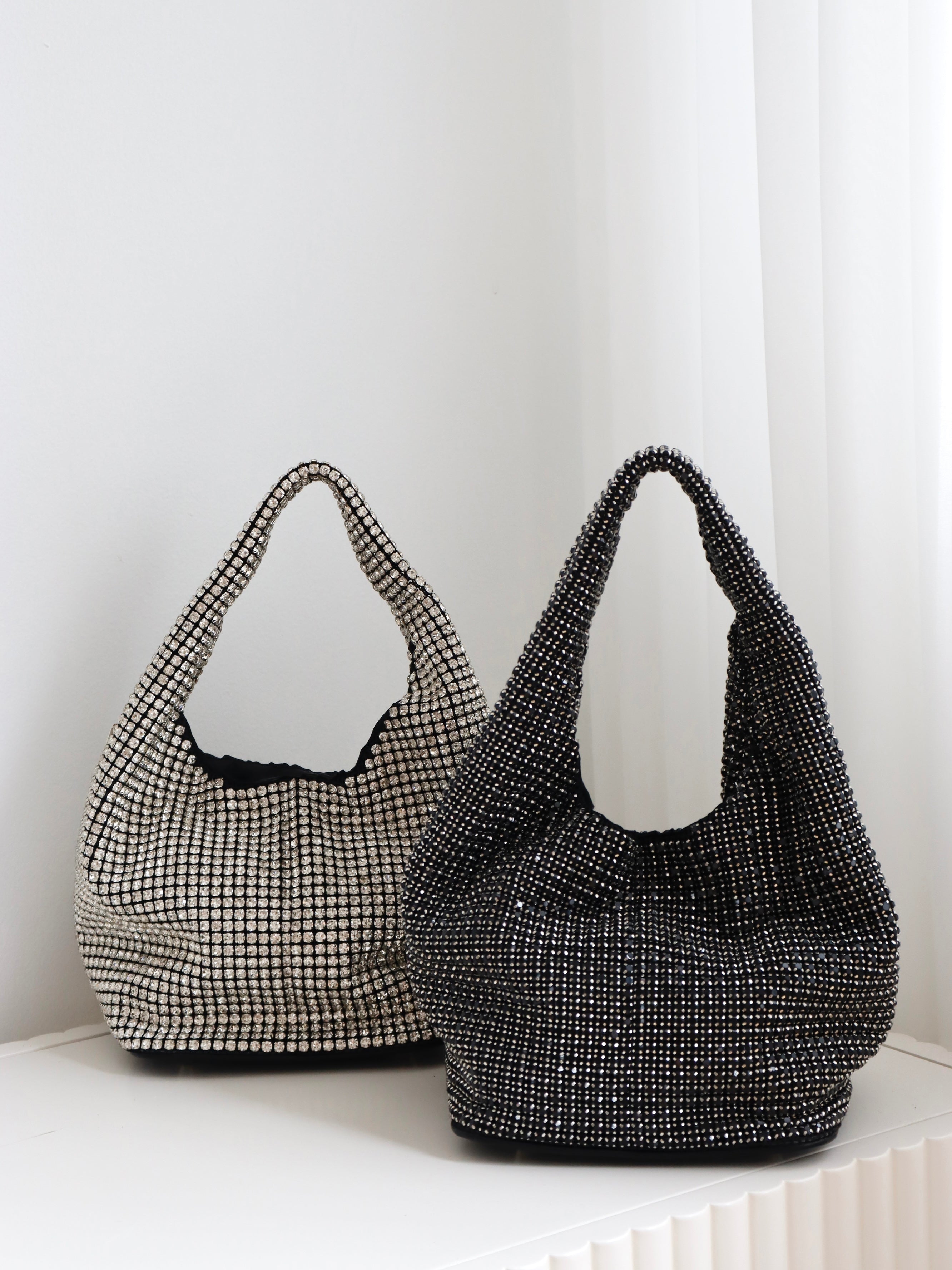 Paris Rhinestone Handbag In Black