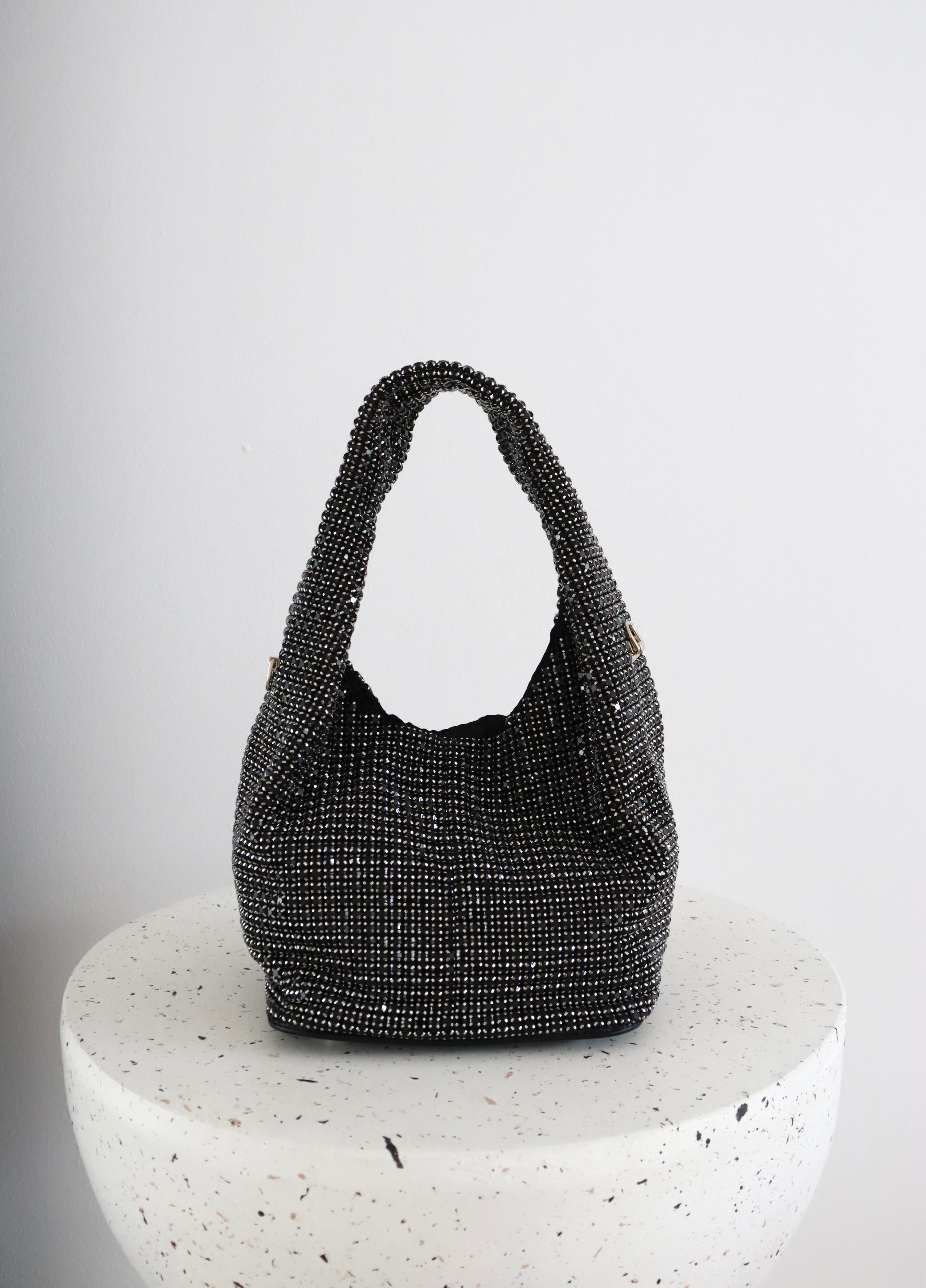 Paris Rhinestone Handbag In Black