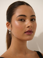 Brie Clamshell Pearl Silver Plated Earrings