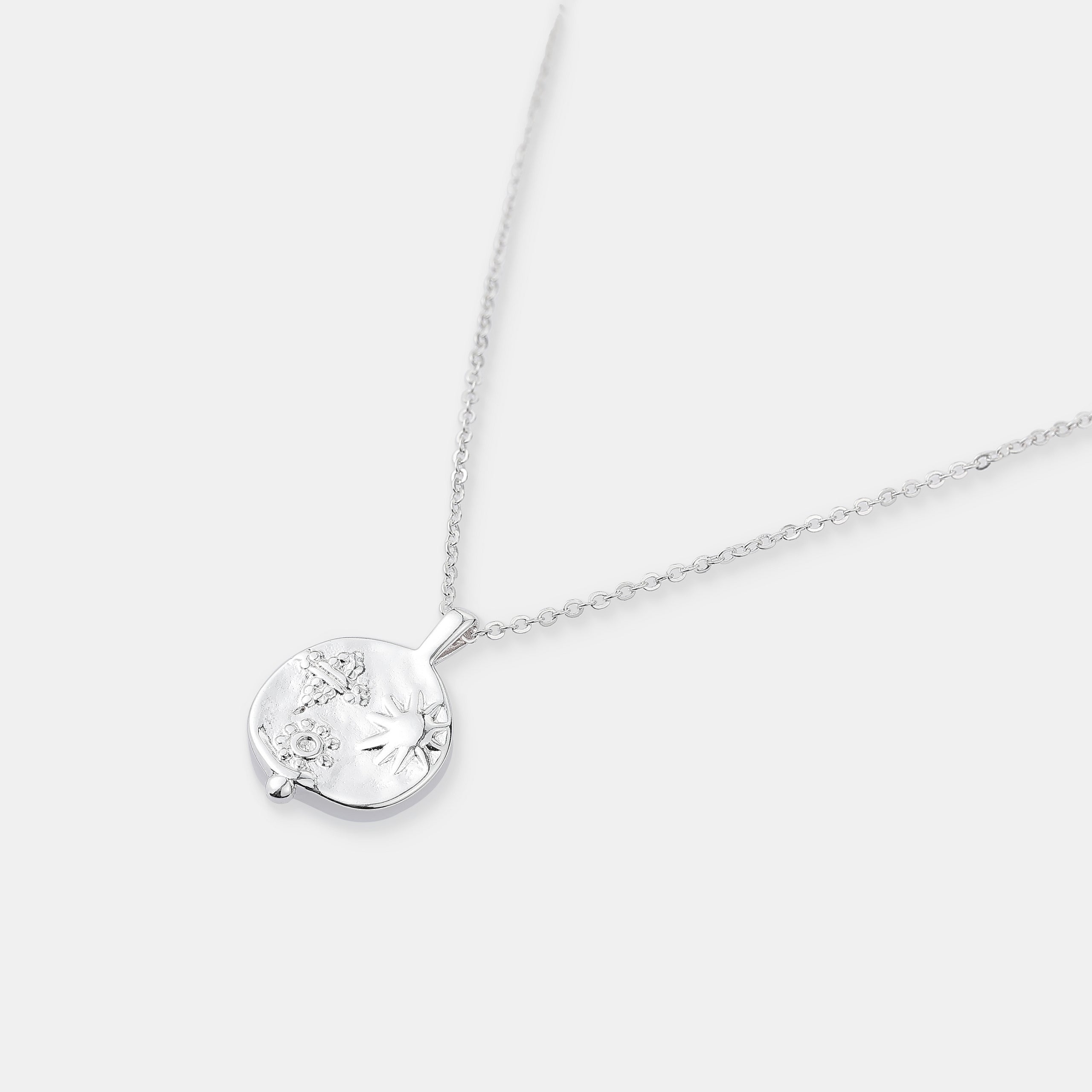 Ocean Coin Charm Necklace - Sterling Silver Plated