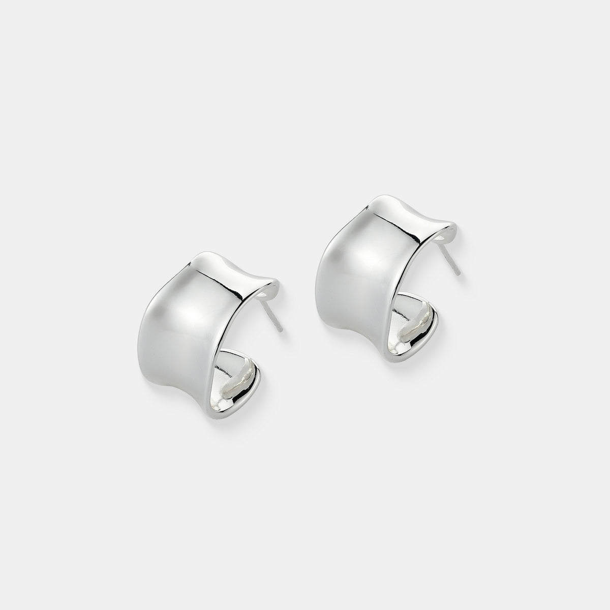 Eddy Flat Hoops Plated Earrings - Silver