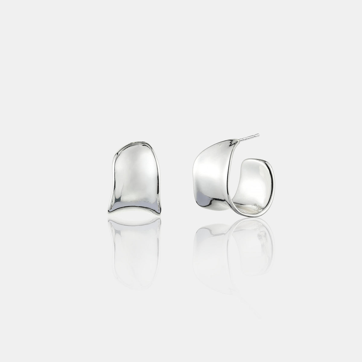 Eddy Flat Hoops Plated Earrings - Silver