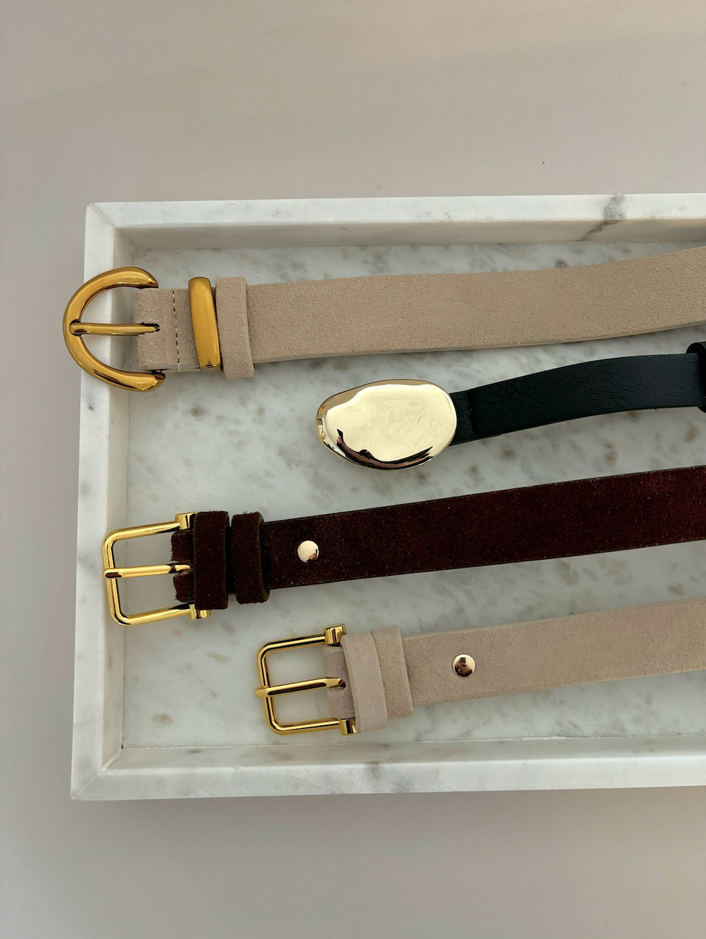 Halley Suede Buckle Belt in Brown