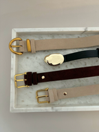 Halley Suede Buckle Belt in Brown